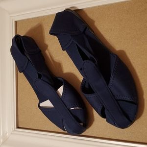 NWOT Navy blue slip on sandals size 11WW